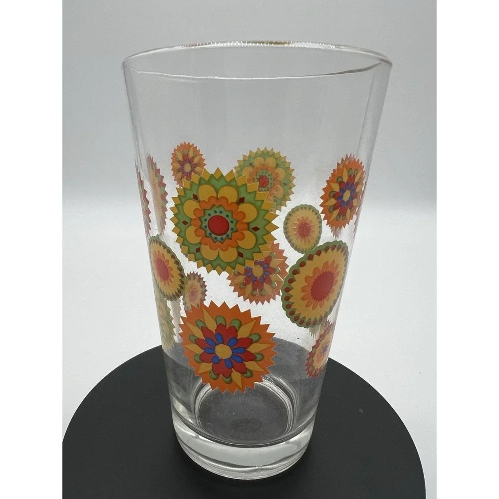 4 Floral Libbey Retro Drinking Glasses‎ Groovy Flower Power Boho Greenbrier Intl